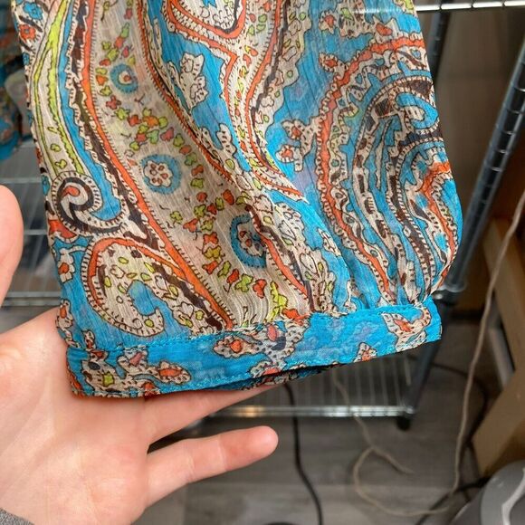TravelSmith Women’s Turquoise Paisley Flowy Boho Artsy Airy Ruffled Top Size 1X - Picture 9 of 13